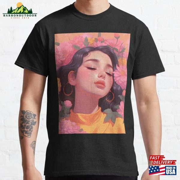 Beautiful Woman Chill Floral Vibe Classic T-Shirt Unisex