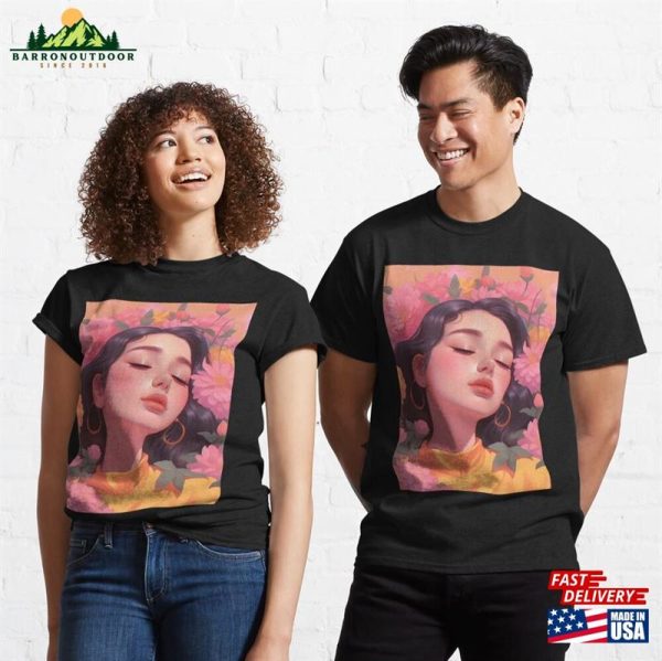 Beautiful Woman Chill Floral Vibe Classic T-Shirt Unisex