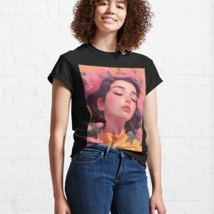 Beautiful Woman Chill Floral Vibe Classic T Shirt Unisex 4