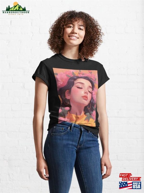 Beautiful Woman Chill Floral Vibe Classic T-Shirt Unisex