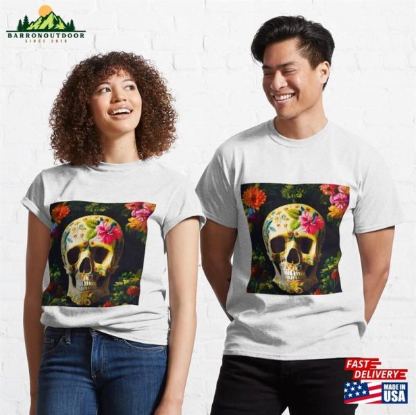 Biker Style Moto Flower Skull Fashion Classic T-Shirt Unisex Hoodie