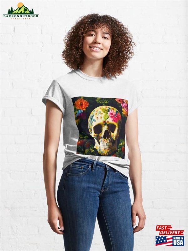 Biker Style Moto Flower Skull Fashion Classic T-Shirt Unisex Hoodie