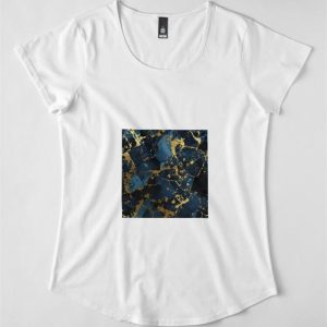 Blue And Gold Marble Premium Scoop T Shirt Sweatshirt Classic 3