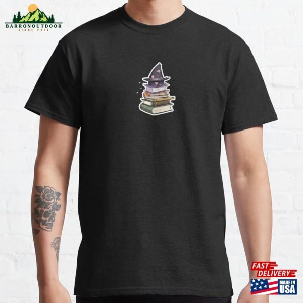 Book Stack With Witches Hat Spellbook Classic T-Shirt