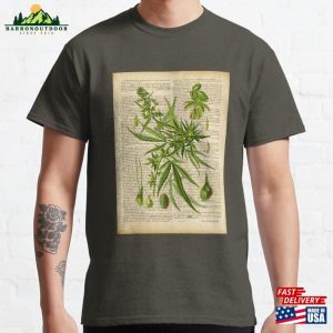 Botanical Print On Old Book Page T-Shirt Unisex