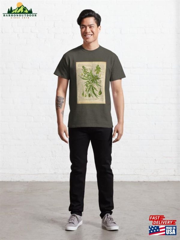 Botanical Print On Old Book Page T-Shirt Unisex