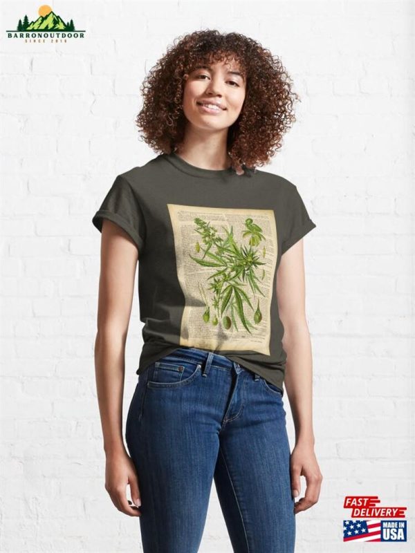 Botanical Print On Old Book Page T-Shirt Unisex