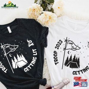 Camp Bachelorette Shirts Camping Bridal Party T-Shirt Getting Hitched Unisex