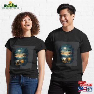 Camp Under The Stars Night Moon Tent Designs Classic T-Shirt Sweatshirt