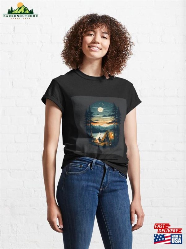 Camp Under The Stars Night Moon Tent Designs Classic T-Shirt Sweatshirt