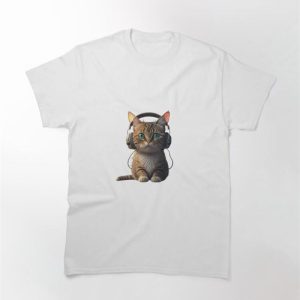 Cat And Headphones Classic T-Shirt