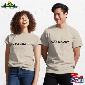 Cat Daddy Text With White Background Classic T-Shirt Unisex