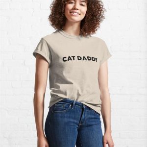 Cat Daddy Text With White Background Classic T Shirt Unisex 4