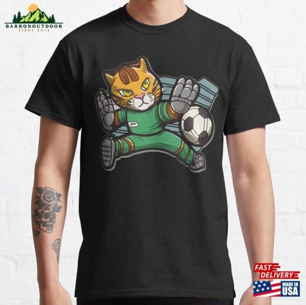 Cat Football Golkeeper Making A Save Classic T-Shirt