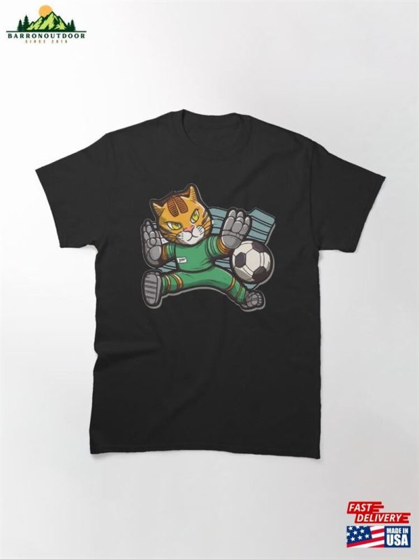 Cat Football Golkeeper Making A Save Classic T-Shirt