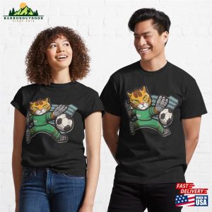 Cat Football Golkeeper Making A Save Classic T Shirt 3