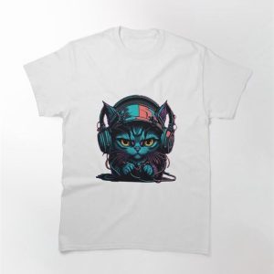 Cat With Headphones Classic T-Shirt Hoodie