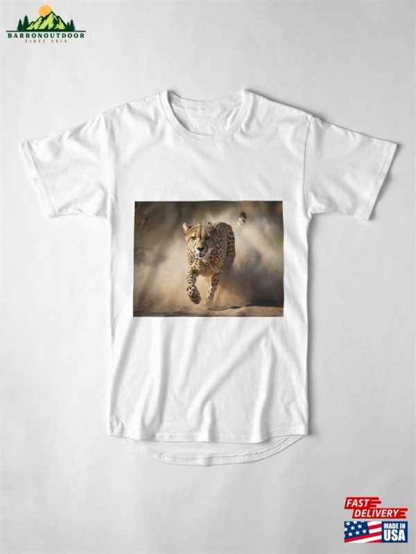 Cheetah Running Front View Ai Generated Illustration Long T-Shirt Unisex