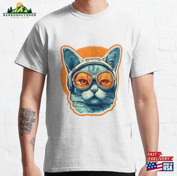 Cool Cat With Orange Aviators Classic T-Shirt