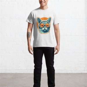 Cool Cat With Orange Aviators Classic T Shirt 3