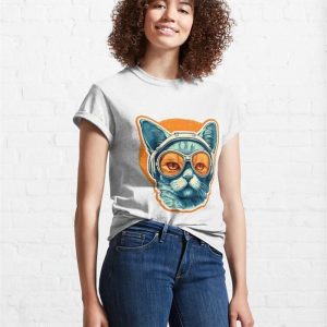 Cool Cat With Orange Aviators Classic T Shirt 4