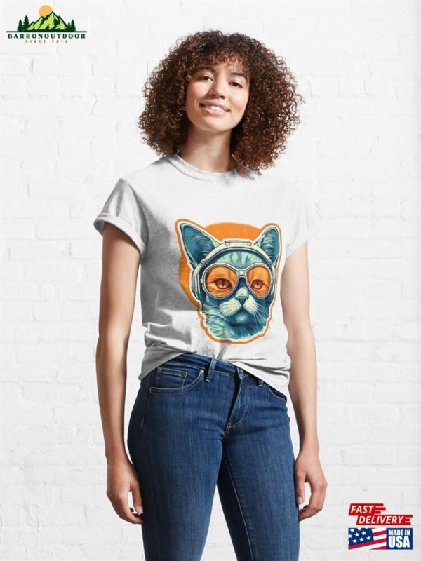 Cool Cat With Orange Aviators Classic T-Shirt