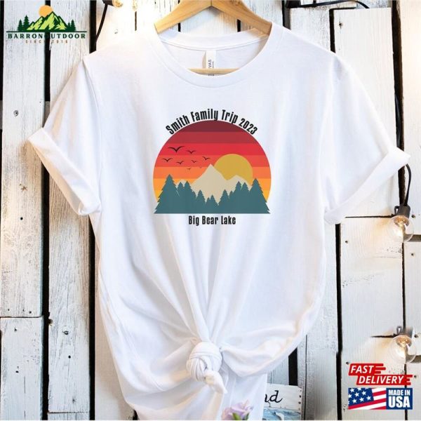 Custom Family Vacation Shirts Matching Mountains And Sunset Camping Unisex T-Shirt