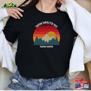 Custom Family Vacation Shirts Matching Mountains And Sunset Camping Unisex T Shirt 3