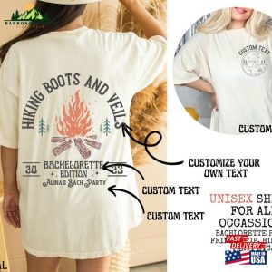 Custom Text Camping Matching Group Shirt Birthday Celebration Tee Personalized Hiking Top For Bride Hoodie T-Shirt