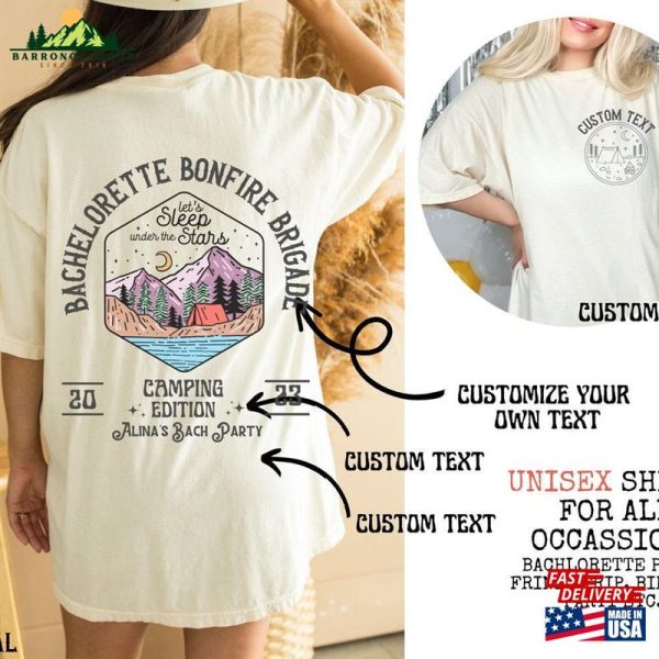 Custom Text Camping Matching Group Shirt Forest Outdoorsy Bachelorette Weekend Tees Boho Arizona Girls Trip T-Shirt Sweatshirt