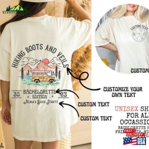 Custom Text Camping Matching Group Shirt Mountain Bride’s Last Trail Bachelorette Party Sweatshirt Classic