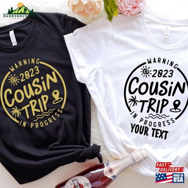 Custom Warning Cousin Trip 2023 In Progress Shirts Women Vacation Tank Top Travel Classic Unisex