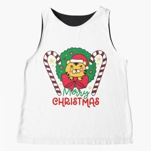 Cute Baby Tiger Enjoying Christmas In Kawaii Style Sleeveless Top T-Shirt Classic