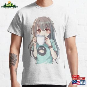 Cute Girl Drinking Coffee Classic T-Shirt Unisex