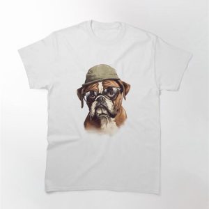 Cute Illustration Of A Large Adult Bulldog With Hat And Glasses Classic T-Shirt