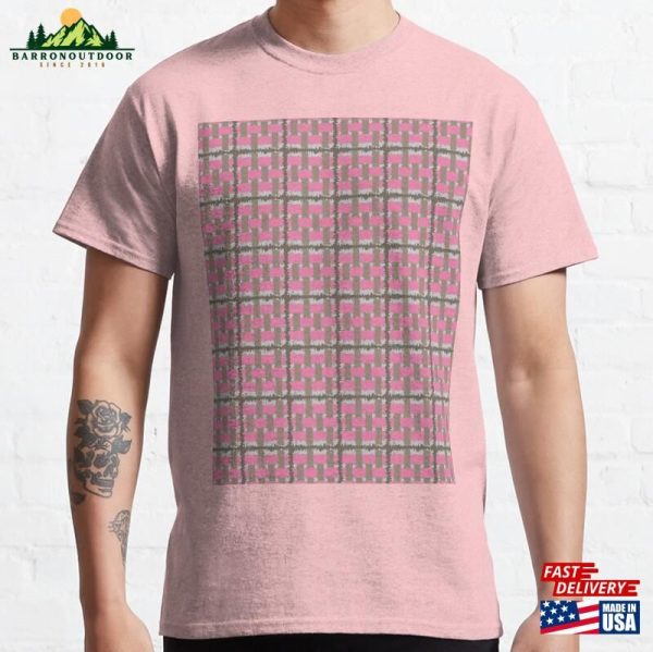 Cute Pink And Brown Plaid Seamless Pattern Classic T-Shirt Unisex