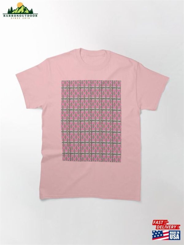 Cute Pink And Brown Plaid Seamless Pattern Classic T-Shirt Unisex