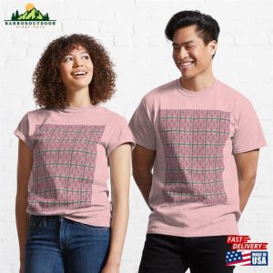 Cute Pink And Brown Plaid Seamless Pattern Classic T Shirt Unisex 3