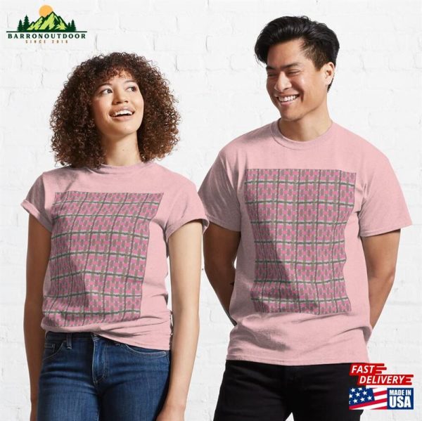 Cute Pink And Brown Plaid Seamless Pattern Classic T-Shirt Unisex