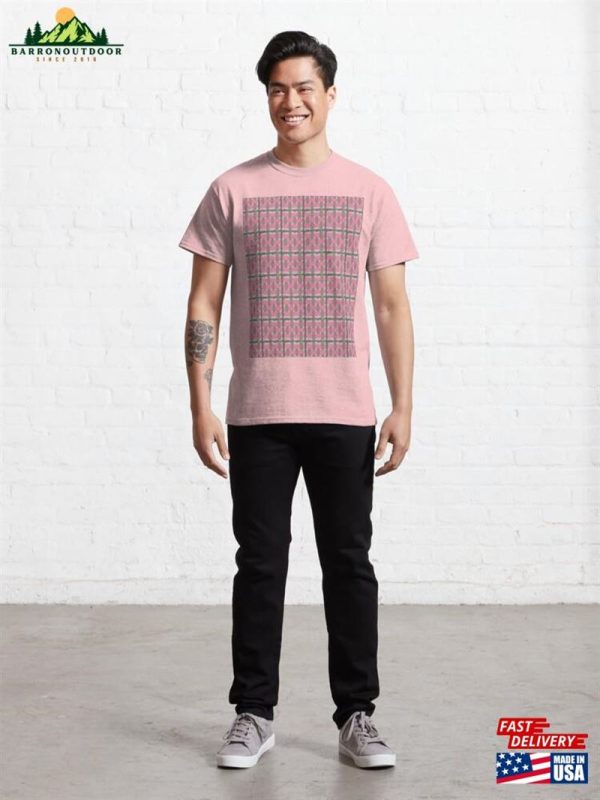 Cute Pink And Brown Plaid Seamless Pattern Classic T-Shirt Unisex