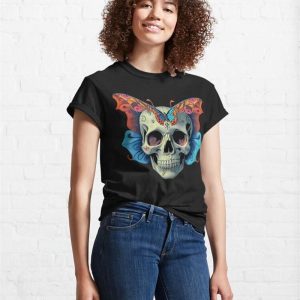 Dark Art And Macabre Imagery Gothic Aesthetic Butterfly Skull Classic T Shirt Unisex 4