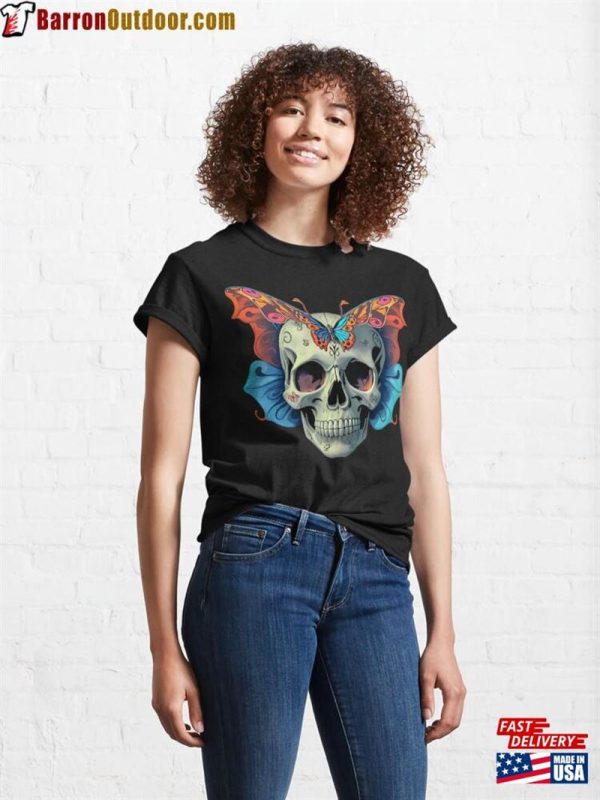 Dark Art And Macabre Imagery Gothic Aesthetic Butterfly Skull Classic T-Shirt Unisex