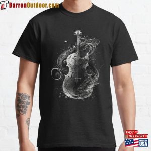 Double Bass Contrabass Abstract Black And White Musical Instruments Graphic Designs Unisex T-Shirt