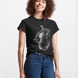 Double Bass Contrabass Abstract Black And White Musical Instruments Graphic Designs Unisex T Shirt 4