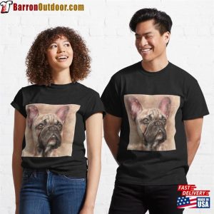 Expressive Thick Oil Painting Of A French Bulldog On Beige Background Classic T-Shirt