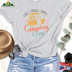 Fire Friends Drinks Camping Crew T-Shirt Matching Family Shirt Gift For Her Classic