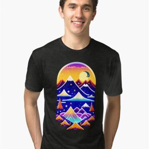 Funny Sunset Maonten Snow Art Tri Blend T-Shirt Sweatshirt Hoodie