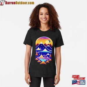 Funny Sunset Maonten Snow Art Tri Blend T-Shirt Sweatshirt Hoodie