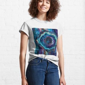 Geode Tie Dye Style Image Blues Purples Classic T Shirt 4