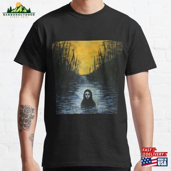 Ghostly Woman Drowning Art Brut Style Classic T-Shirt Unisex